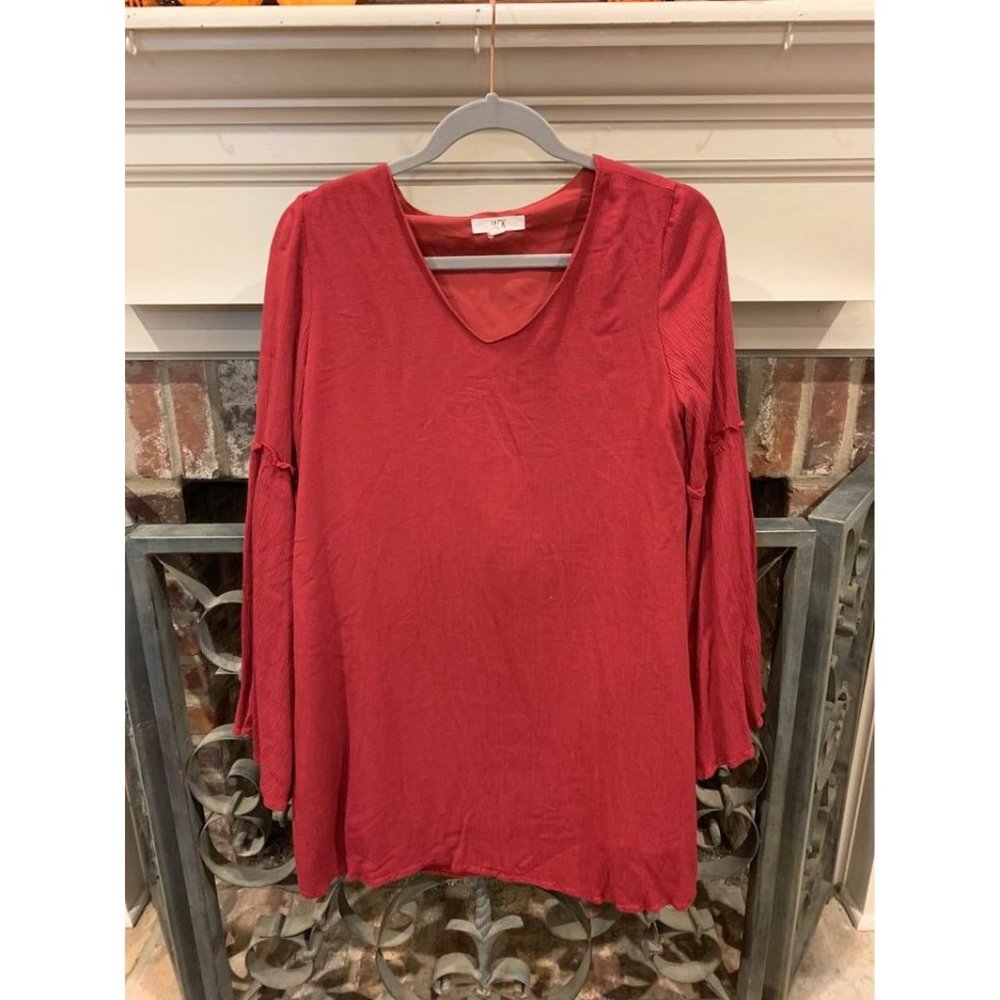 JACK women’s bell sleeve red sheath dress, size small (bin Q)